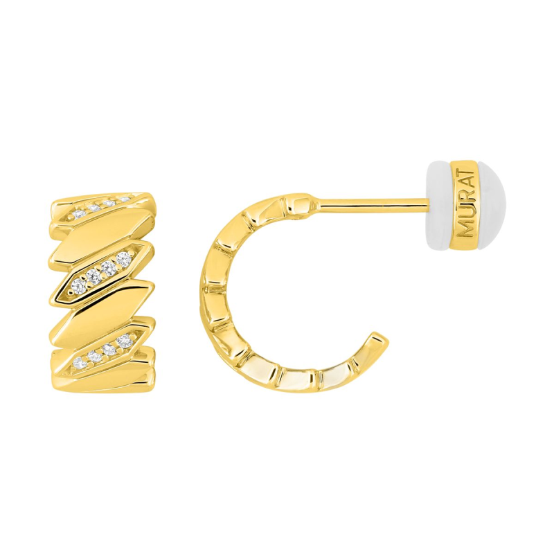 Pendientes Plata Baño Oro Murat-Paris con Circonitas Brillantes Y05029.1 Coleccion Minuit