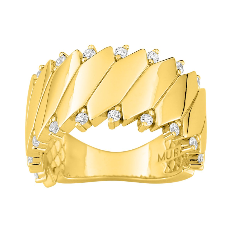Anillo Plata Mujer con Baño de Oro y Circonitas Murat-Paris Y07132.1