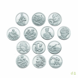Estuche 13 Medallas Arras Matrimoniales de 2 cm en Plata de 1 Ley 925 mm