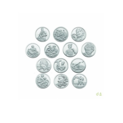 Estuche 13 Medallas Arras Matrimoniales de 2 cm en Plata de 1 Ley 925 mm