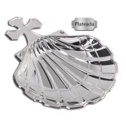 Concha De Bautizo Plateada 14,5x11 Cm Con Estuche