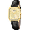 Reloj Lotus Hombre 19081/3 Square Series Acero y Cuero Negro Esfera Dorada