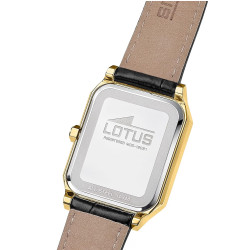 Reloj Lotus Hombre 19081/3 Square Series Acero y Cuero Negro Esfera Dorada