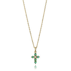 Collar Viceroy Elegant Mujer 2361C100-42 Plata de Ley Cruz Topacio Blanco y Ágata Verde