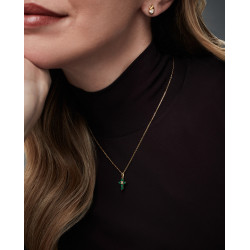Collar Viceroy Elegant Mujer 2361C100-42 Plata de Ley Cruz Topacio Blanco y Ágata Verde