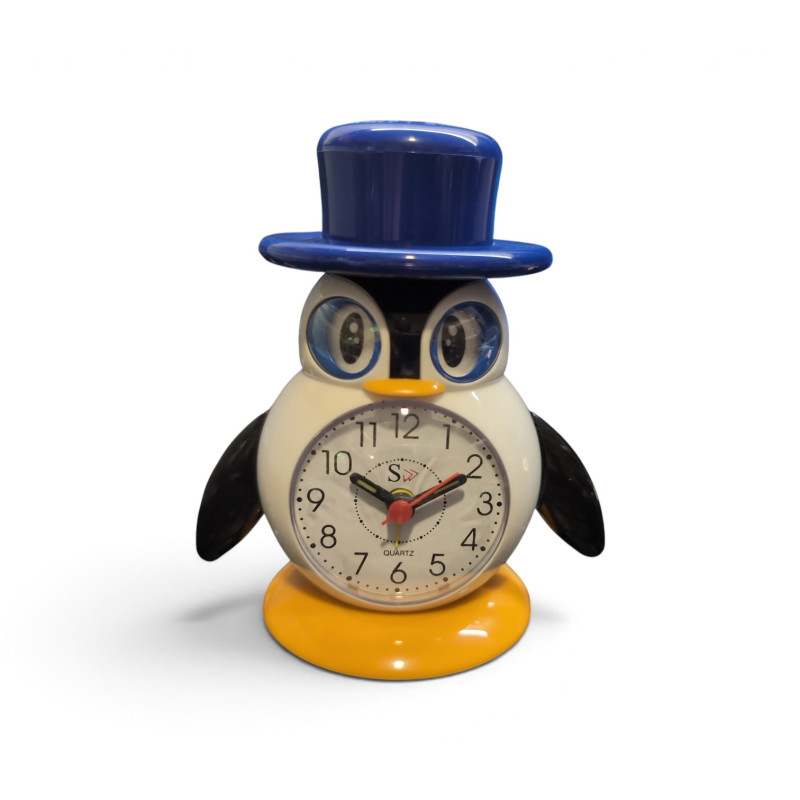 Despertador Infantil Pingüino con Números Grandes y Alarma – Reloj Analógico para Niños