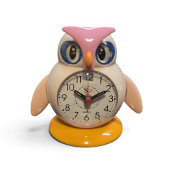Despertador Infantil Búho Rosa Analógico con Números Grandes y Alarma – Reloj de Mesa para Niños