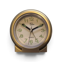 Despertador Analógico Redondo 85 mm con Números Grandes y Agujas Luminiscentes – Económico-Color Dorado, Plateado, o Gris