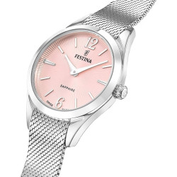 Reloj Festina Mujer Swiss Grace F20076/2 Swiss Made Cuarzo Acero Plateado Esfera Rosa 32 mm 100 m