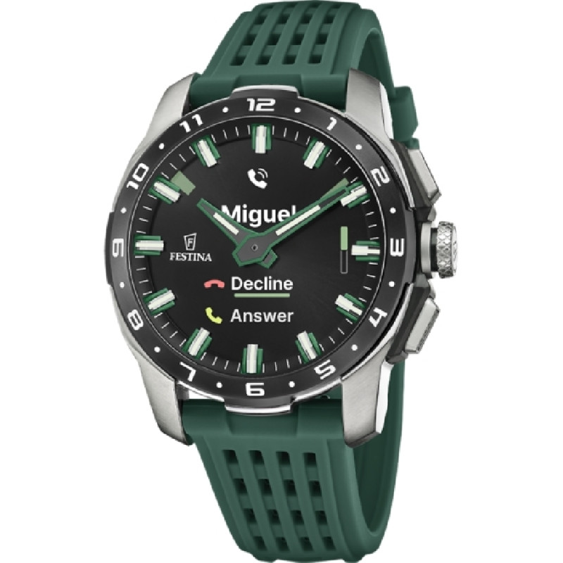 Festina Connected Full D Smartwatch Hombre Caucho Verde Pantalla AMOLED Bluetooth 5 ATM
