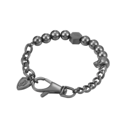 Pulsera Vertex Police Hombre PEAGB2212111 Acero Gris Oscuro con Calavera y Cadenas