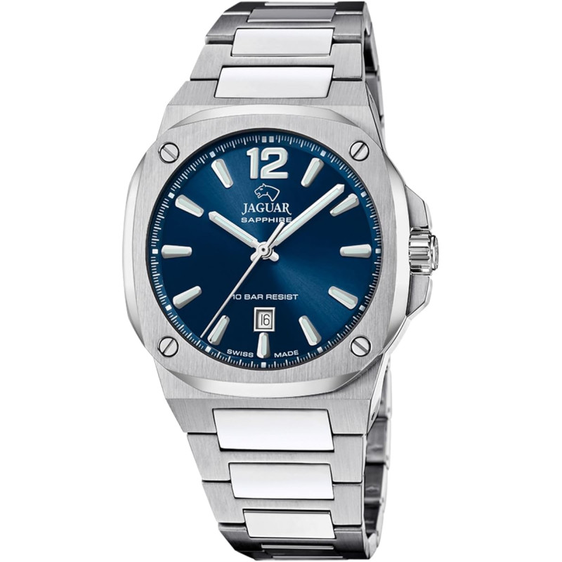 Reloj Jaguar Rondcarre Swiss Made Hombre J1024/1 Acero, Zafiro, Cuarzo y Calendario 10 ATM