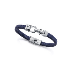 Pulsera Viceroy Hombre Acero Y Piel Azul Trenzada 14300p01013