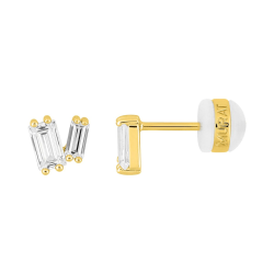 Pendientes Plata Mujer Baño Oro con Circonitas Murat-Paris Y05060.1 Pequeños